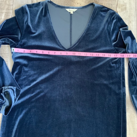 Madewell NWOT Navy Blue Velvet Poet Sleeve V Neck Mini Dress SZ S - Picture 11 of 12